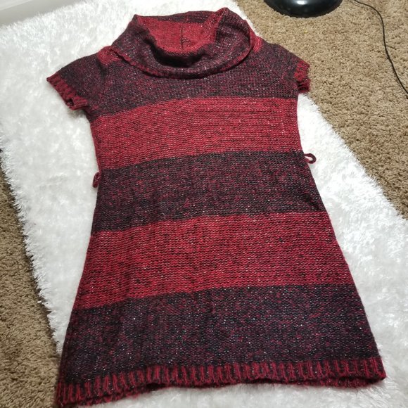 ELEMENTZ Striped Mock Neck Shimmer Sweater Dress size S - Picture 4 of 6